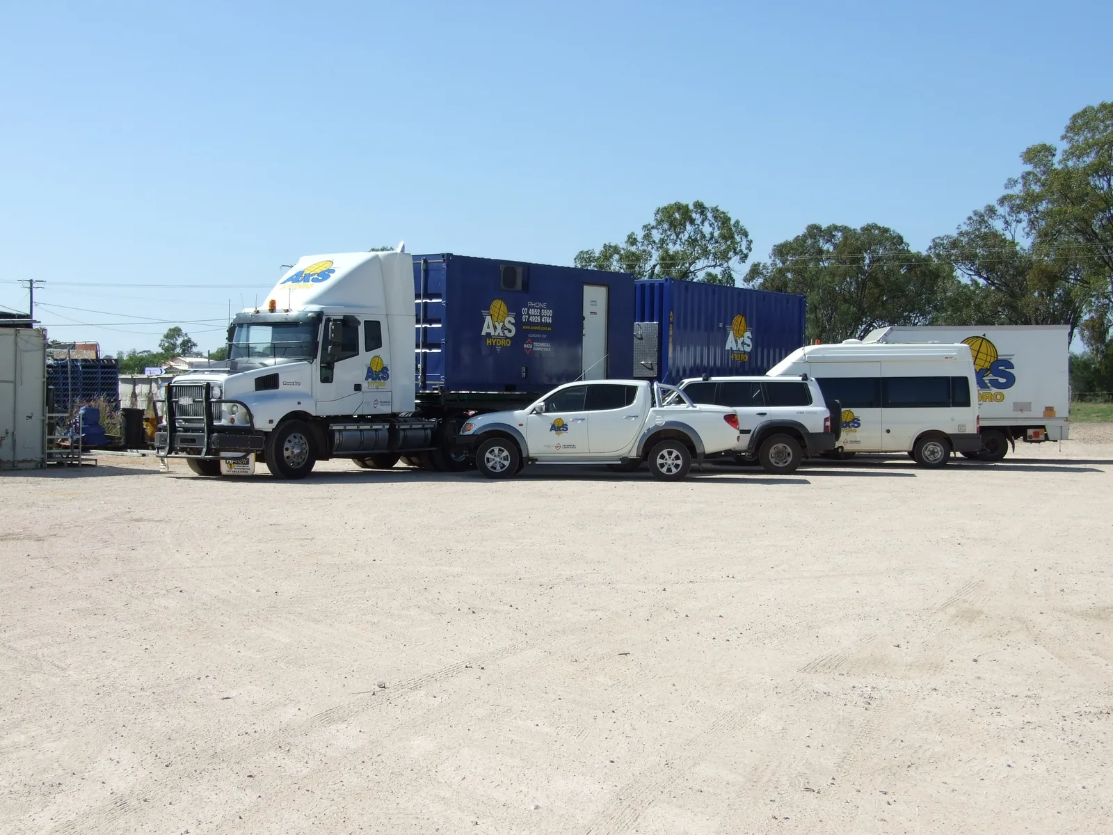 AXS fleet and mobile labs in the yard