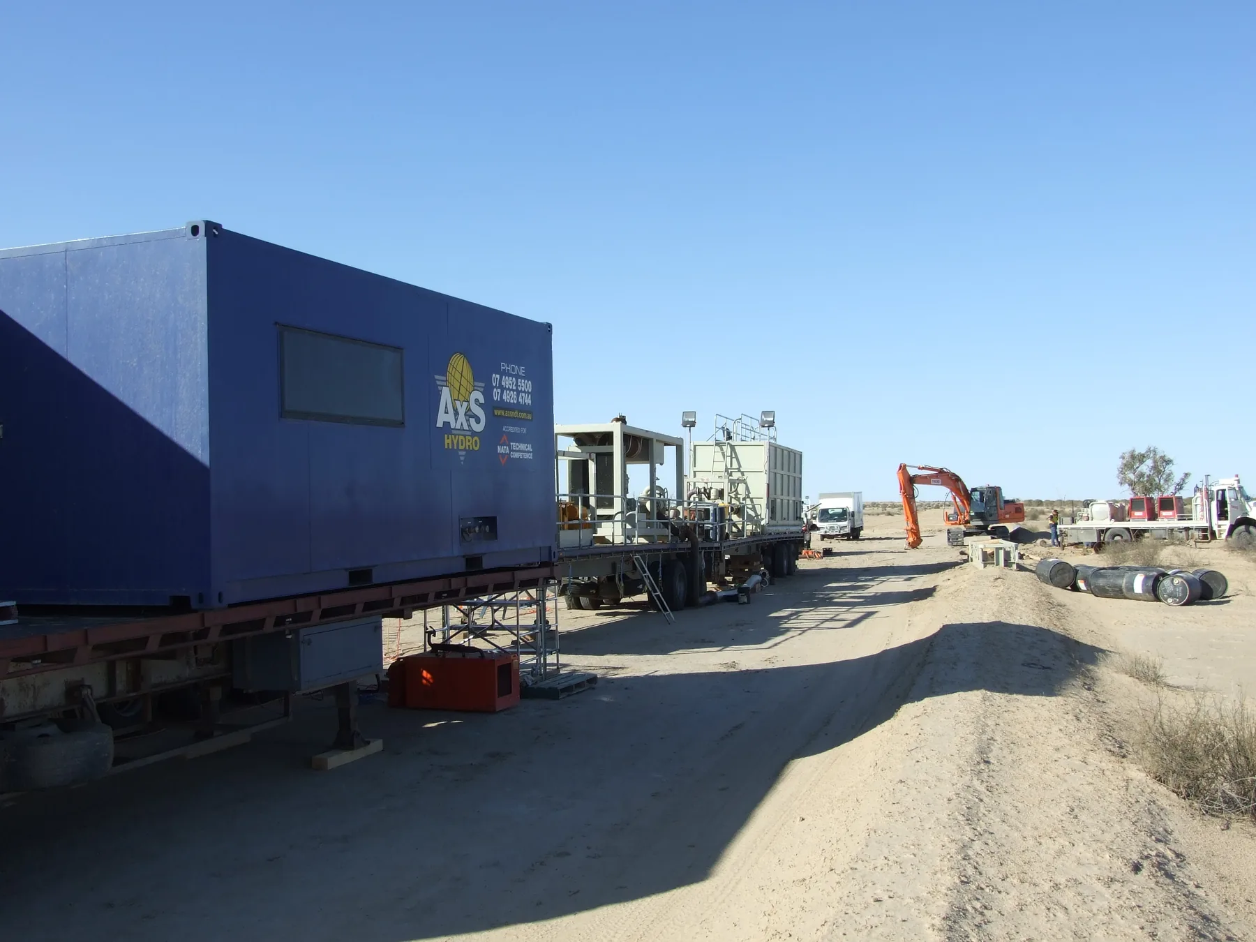 AXS mobile hydro test laboratory on a pipeline job
